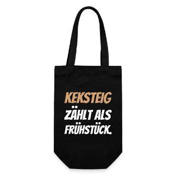 Keksteig zählt als Frühstück. - Geschenkbeutel für Flaschen - Schwarz - Vorne