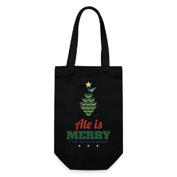 Ale Is Merry – Craft-Bier Weihnachtsshirt - Geschenkbeutel für Flaschen - Schwarz - Vorne