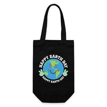 Happy Earth Day Smiling Planet Celebration - Geschenkbeutel für Flaschen - Schwarz - Vorne