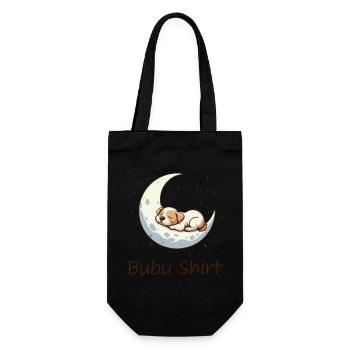 Bubu Shirt – Schlafendes Baby auf Mond, Pastell - Geschenkbeutel für Flaschen - Schwarz - Vorne