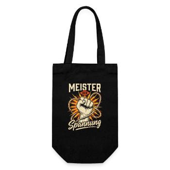 Meister Der Spannung Elektriker Spruch - Geschenkbeutel für Flaschen - Schwarz - Vorne