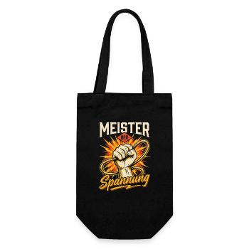 Meister Der Spannung Elektriker Spruch - Geschenkbeutel für Flaschen - Schwarz - Vorne