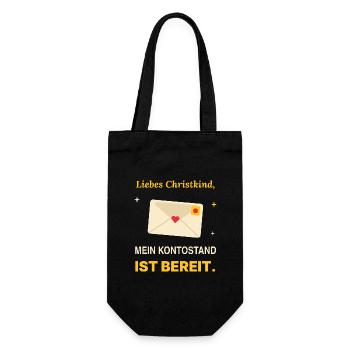 Liebes Christkind, mein Kontostand ist bereit - Geschenkbeutel für Flaschen - Schwarz - Vorne