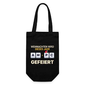 Weihnachten wird dieses Jahr am PC gefeiert - Geschenkbeutel für Flaschen - Schwarz - Vorne