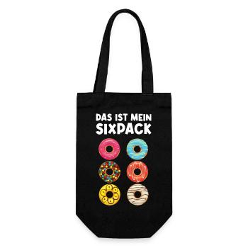 Das ist mein Sixpack Donut Six Pack Donuts Spruch - Geschenkbeutel für Flaschen - Schwarz - Vorne