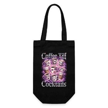 Coffee Till Cocktails Funny Cups - Geschenkbeutel für Flaschen - Schwarz - Vorne