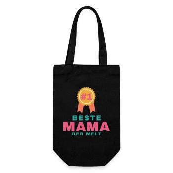 Beste Mama der Welt – Geschenk für Mama - Geschenkbeutel für Flaschen - Schwarz - Vorne