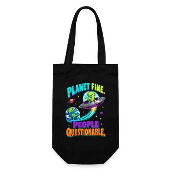  Planet Fine People Questionable Alien UFO Erde - Geschenkbeutel für Flaschen - Schwarz - Vorne