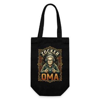 Zocker Oma Gaming Zocken Gamer Lustig - Geschenkbeutel für Flaschen - Schwarz - Vorne