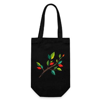 Herbstast mit bunten Blättern  - Geschenkbeutel für Flaschen - Schwarz - Vorne