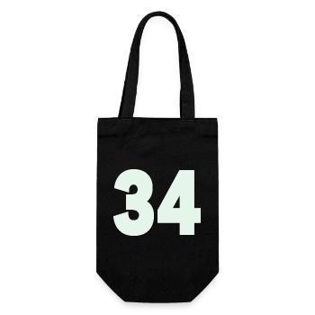 Zahl 34 Mint Minimal - Geschenkbeutel für Flaschen - Schwarz - Vorne