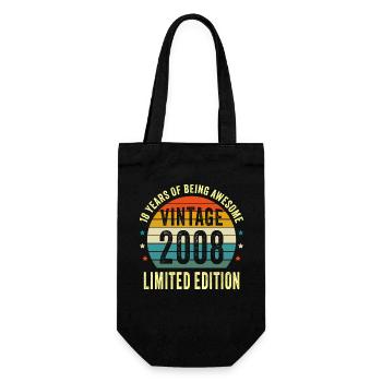 Vintage 2008 Born to Be Awesome 18. Geburtstag - Geschenkbeutel für Flaschen - Schwarz - Vorne