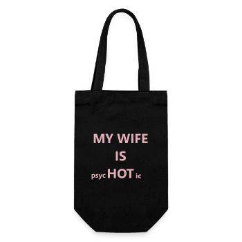 054 Meine Frau ist HOT Pink Typografie - Geschenkbeutel für Flaschen - Schwarz - Vorne