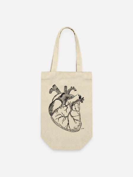 Anatomisches Herz - Geschenkbeutel für Flaschen - Natur
