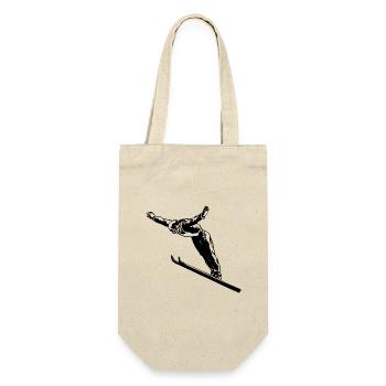 Skispringen Skispringer - Geschenkbeutel für Flaschen - Natur - Vorne