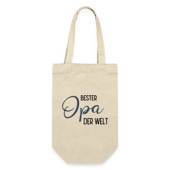 Bester Opa der Welt - Spruchdesign - Geschenkbeutel für Flaschen - Natur - Vorne