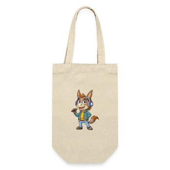 Esel Lustige Cartoon Figur Kopfhörer Musik - Geschenkbeutel für Flaschen - Natur - Vorne