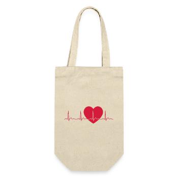 Herzschlag-EKG-Linie Medizinischer Pulswellen-Ikon-Vektor - Geschenkbeutel für Flaschen - Natur - Vorne