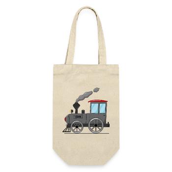 Kinderzug Eisenbahn grau - Geschenkbeutel für Flaschen - Natur - Vorne