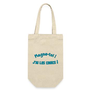 Magne-toi J'ai les Cr*cs – Bleu Pop - Sac à bouteille - nature - Devant