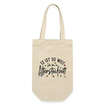 Es ist so weit Ich bin in Altersteilzeit - Geschenkbeutel für Flaschen - Natur - Vorne