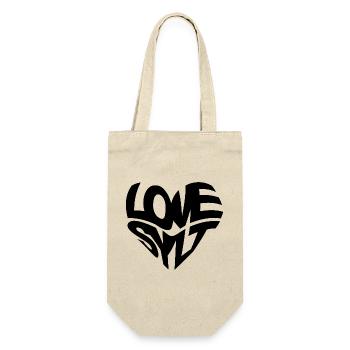 LOVE SYLT HERZ - Geschenkbeutel für Flaschen - Natur - Vorne