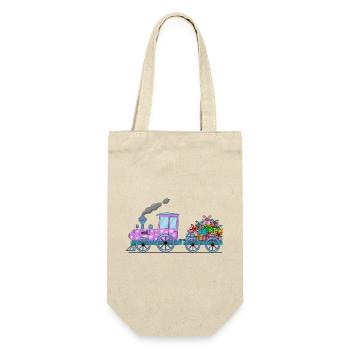Children's train railway with trailer pink - Gift Bag for Bottles - nature - Front