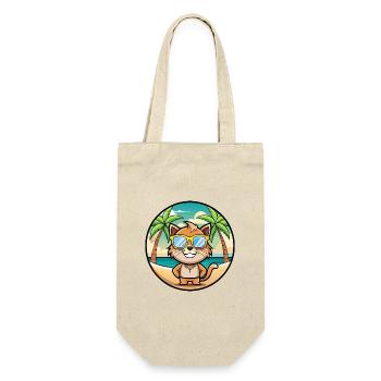 Pixie Bob Katzenrasse Cartoon Sonnenbrille Strand - Geschenkbeutel für Flaschen - Natur - Vorne