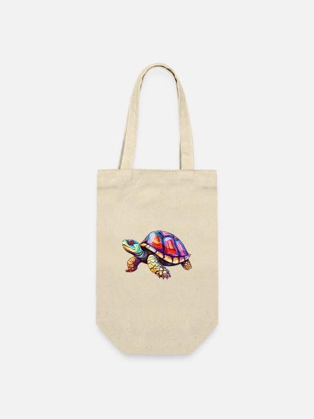 Schildkröte buntes Aquarell Cartoon Kawaii Tier - Geschenkbeutel für Flaschen - Natur