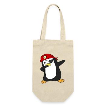 Pirat Pinguin Piraten - Geschenkbeutel für Flaschen - Natur - Vorne