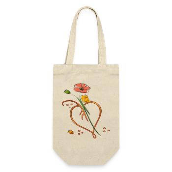 Flowers, flower with leaf in the shape of a heart - Gift Bag for Bottles - nature - Front