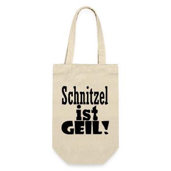 Schnitzel ist geil - Geschenkbeutel für Flaschen - Natur - Vorne