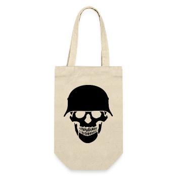 Schädelhelm / Schädelperlen - Geschenkbeutel für Flaschen - Natur - Vorne