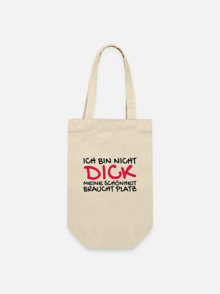 Ich bin nicht dick Spruch lustig - Geschenkbeutel für Flaschen - Natur