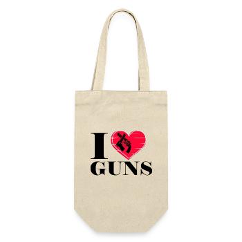 I love Guns - Herz mit Revolver Sportschützen - Geschenkbeutel für Flaschen - Natur - Vorne