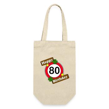 80th Birthday , Happy Birthday 80 (25) - Gift Bag for Bottles - nature - Front