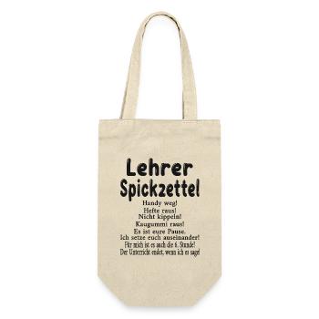 Lehrer Spickzettel - Geschenkbeutel für Flaschen - Natur - Vorne