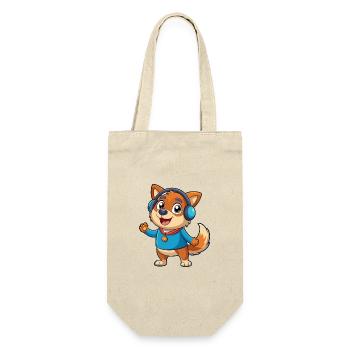 Hund Lustige Zeichentrickfigur Kopfhörer Musik - Geschenkbeutel für Flaschen - Natur - Vorne