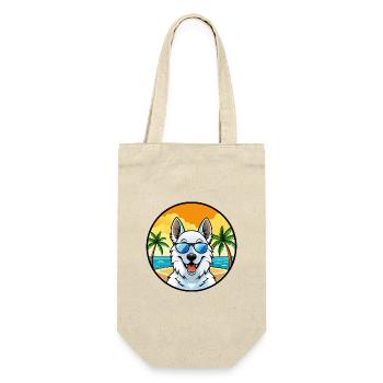 Berger Blanc Suisse Hunderasse Cartoon Sonnenbrille - Geschenkbeutel für Flaschen - Natur - Vorne