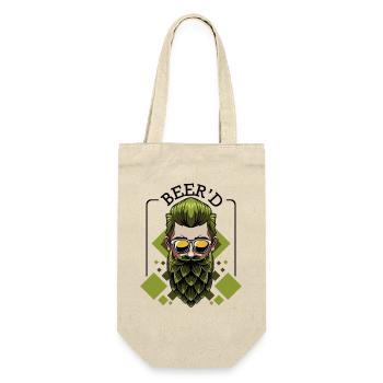Beer‘d Bier Brauen Bart Wortspiel Brauer Geschenk - Geschenkbeutel für Flaschen - Natur - Vorne