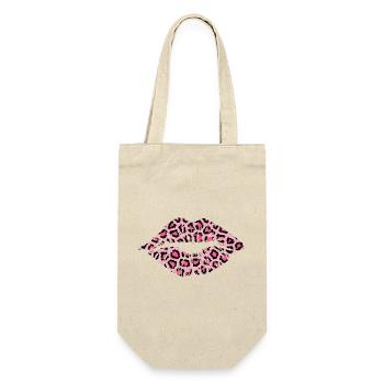 Lippen Leopard - Geschenkbeutel für Flaschen - Natur - Vorne