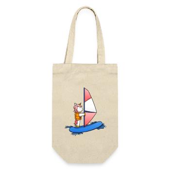 Windsurfen Einhorn Windsurf Windsurfer - Geschenkbeutel für Flaschen - Natur - Vorne