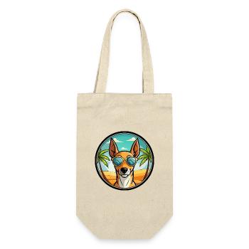 Podenco Ibizenco Hunderasse Cartoon Sonnenbrille Strand - Geschenkbeutel für Flaschen - Natur - Vorne