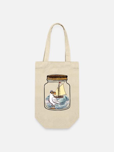 maritim Möwe Flaschenpost Möwen Segelschiff - Geschenkbeutel für Flaschen - Natur