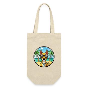 Russischer Harlekin Hund Rasse Cartoon Strand - Geschenkbeutel für Flaschen - Natur - Vorne