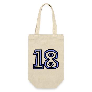 18. 18 JAHRE ALT. 18-JÄHRIGES JUBILÄUM. GEBURTSTAG 18 JAHRE. - Geschenkbeutel für Flaschen - Natur - Vorne