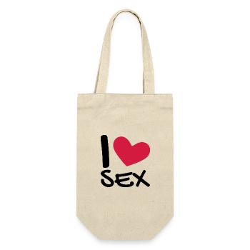 I love sex - Geschenkbeutel für Flaschen - Natur - Vorne