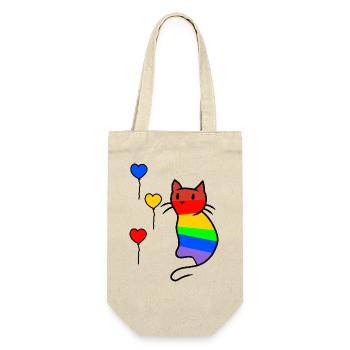 Katze Katzen Kitten LGBT Regenbogenfahne Liebe - Geschenkbeutel für Flaschen - Natur - Vorne
