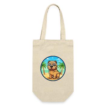 Miniatur Shar Pei Hunderasse Cartoon Sonnenbrille - Geschenkbeutel für Flaschen - Natur - Vorne