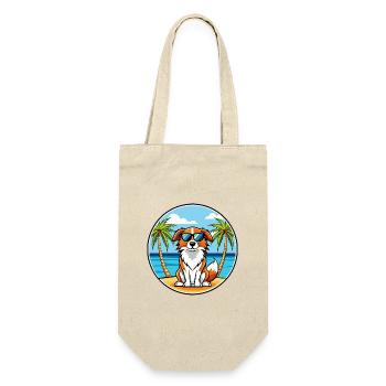 Nederlandse Kooikerhondje Hunderasse Cartoon Strand - Geschenkbeutel für Flaschen - Natur - Vorne